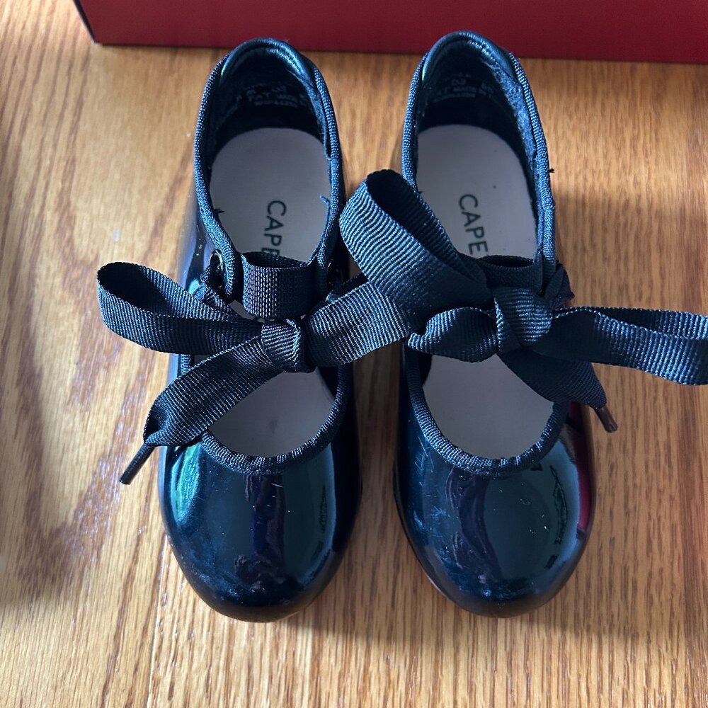 Capezio Jr. Tyette Tap Shoes Girls Size 8M Black Leather Dance Shoes